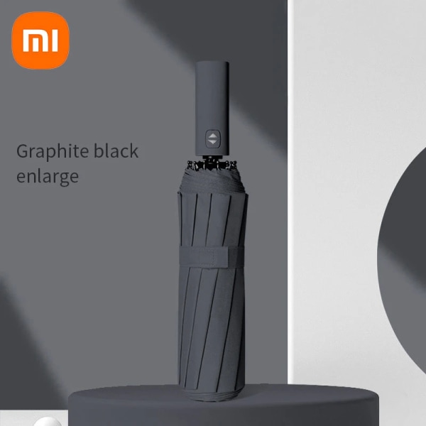 Xiaomi 12 Bone Solid farge Automatisk paraply Lys Sammenleggbar Stor størrelse solskjerm UV-beskyttelse black