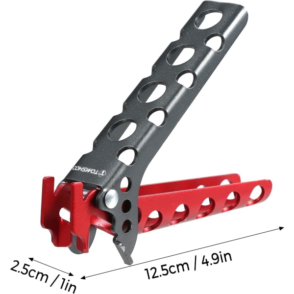 Aluminiumlegering anti-skoldning gryde tang, 12,5 cm * 2,5 cm, udendørs camping gryde tilbehør (sort og rød)