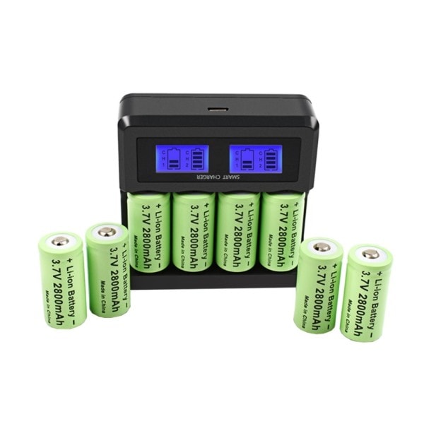 16-pack 2800mAh Uppladdningsbara 3,7V Li-ion 16340 Batterier CR123A Batteri för LED Ficklampa