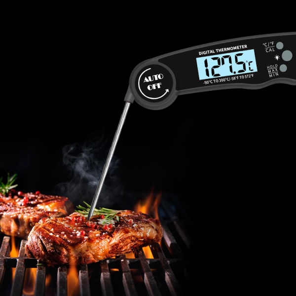 Digital termometer, BBQ Ultra snabb vattentät termometer med LCD-display vikbar