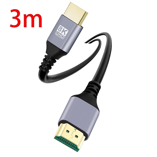 HDTV 2.1 8K Ultra HD-kabel - Kompatibel 19+1 kjerne OD4.0 Ultra tynn kabel Multifunksjon TV-datamaskin