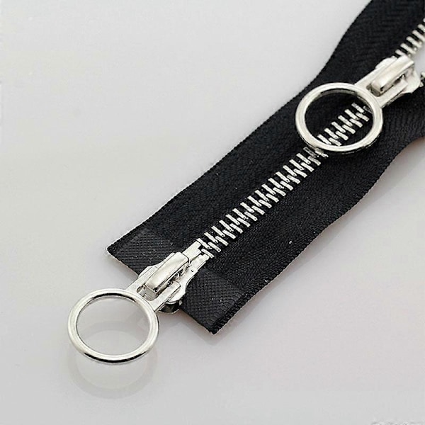 5# 70/90cm Metall Dragkedja Dubbel Slider Rund Ring Dragkedja För DIY Sömnad Kläder svart
