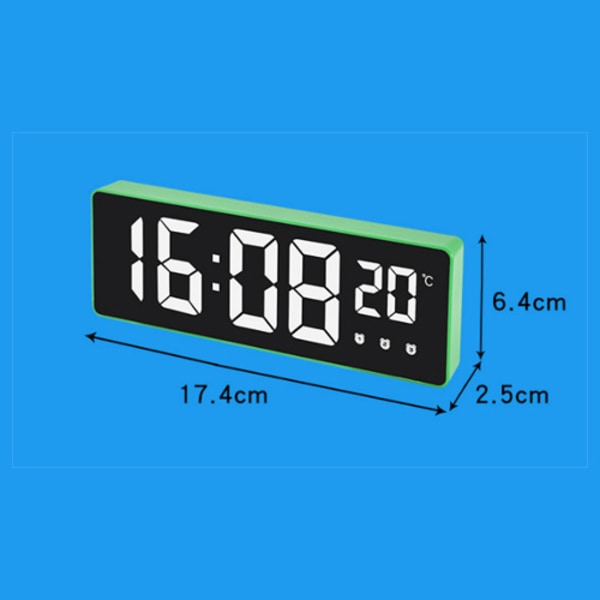 Digitalt bordur, stort LED-vækkeur, digitalt display elektronisk ur med dato og temperatur til hjemmekontor