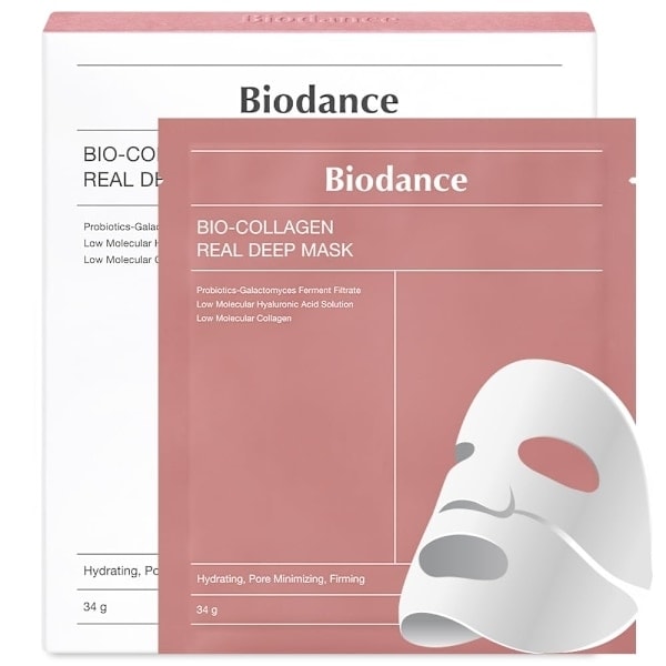 Bio-dance bio-collagen real deep mask kollagenmask för ansiktet över natten 2 förpackning med 4