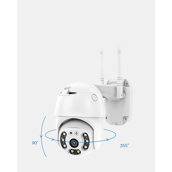 Ulkoinen WiFi-valvontakamera, kodin valvontakamerat 2,4 GHz WiFi PTZ 360° näkymä