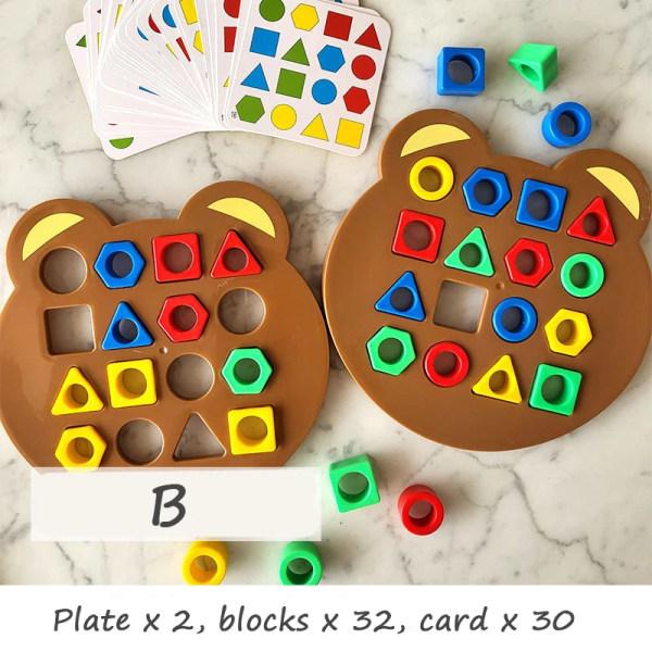 Lapsille sopivat palapelilelut värit geometrisen muodon palapelit lautapelit varhaiskasvatuslelut lapsille taistelupelit B with box