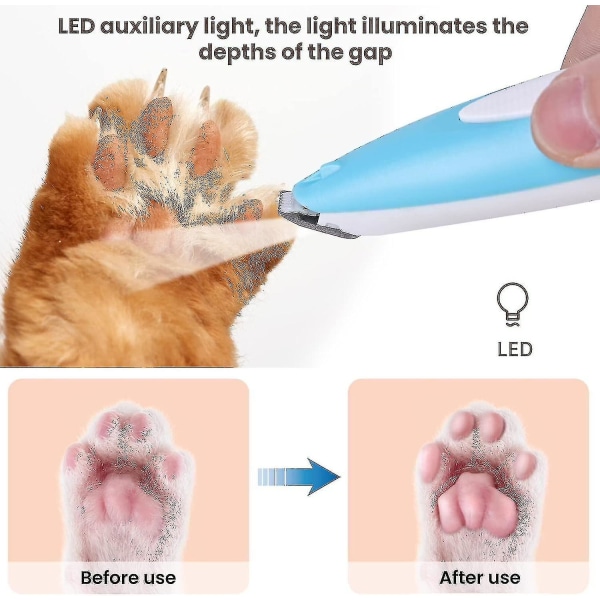 Hårklipper for kjæledyr - Stille og potetrimmer med LED-lys