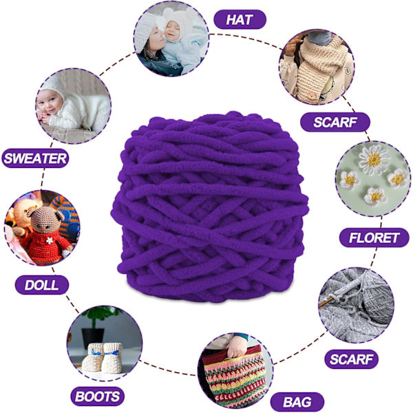Stickgarn 4x Stickgarn för Virkning, Mjukt Chunky Garn för Garnprojekt deep purple