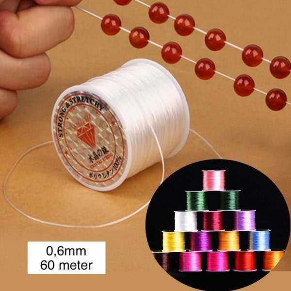 Stor rulle elastisk tråd för smyckestillverkning - 70m Vit