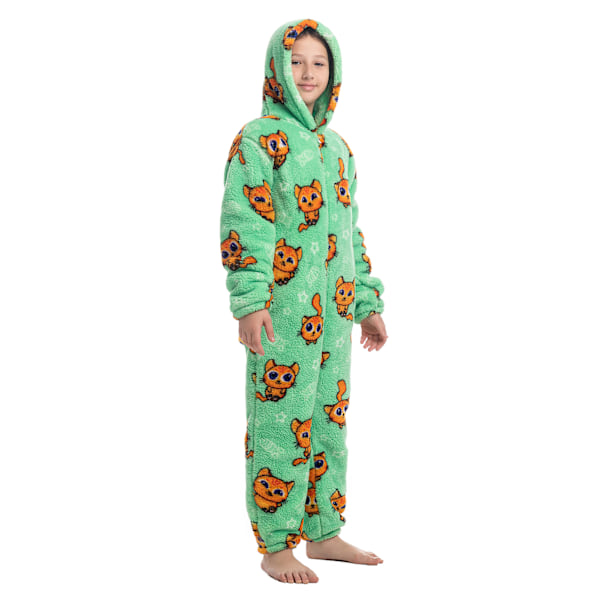 Barn Onesie Pyjamas Sött Mönster Tryck Dragkedja Unisex Huva Fluffig för Vinter Höst Typ 5