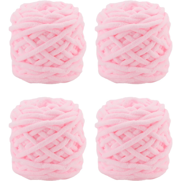 Stickgarn 4x Stickgarn för Virkning, Mjukt Chunky Garn för Garnprojekt light pink