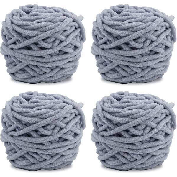 Stickgarn 4x Stickgarn för Virkning, Mjukt Chunky Garn för Garnprojekt grey