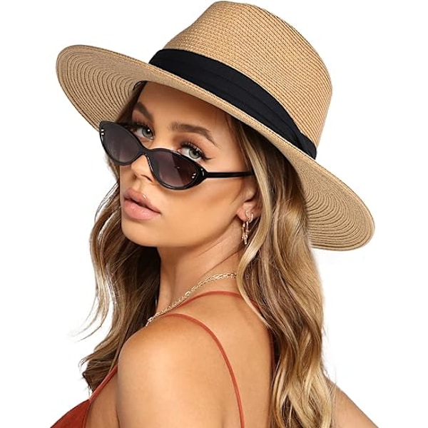 Dam & Herrar Bredbrättad Halm Panamahatt Fedora Sommar Strand Solhatt UPF Halmhatt för Kvinnor
