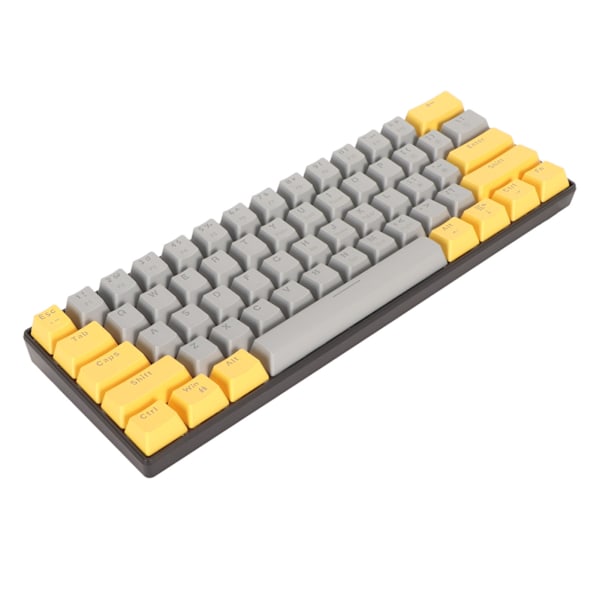 61-tasters mekanisk tastatur bærbar kompakt 60% gaming tastatur med LED-baggrundsbelysning til Windows PC bærbar computer gul grå overflade rød switch