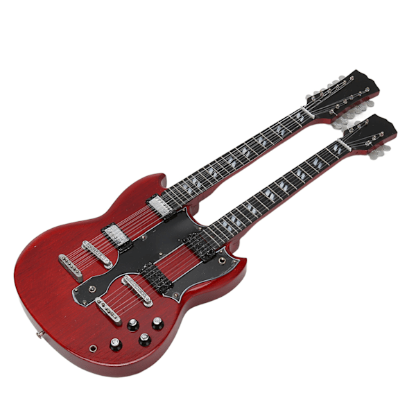 1:4 skala dobbelt hals elektrisk guitar dekoration samleobjekt miniature guitar model til hjemmet 9,8in