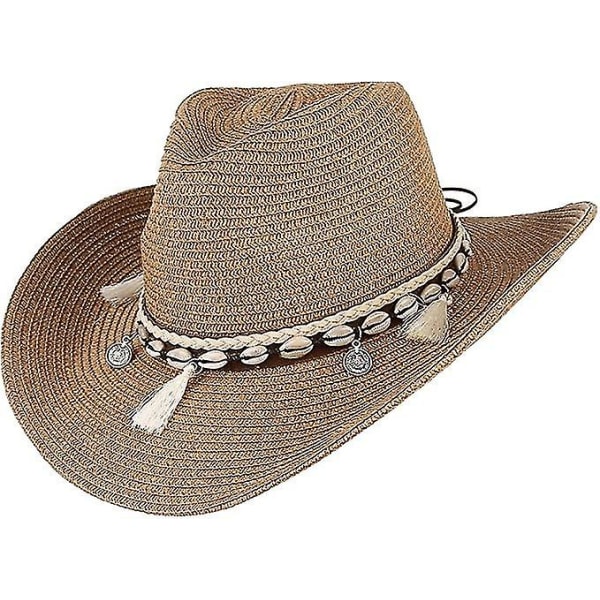 Cowboyhatt, stråhatt, dame solhatt, sommer strandhatt, westernhatt, panamahatt