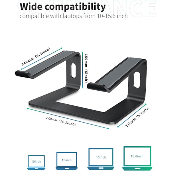 Ergonomisk laptopstander til Mac MacBook Pro Air og alle Apple-bærbare computere, kompakt bærbar laptopstander til 10-15,6 tommer bærbar computer -AD11--O-