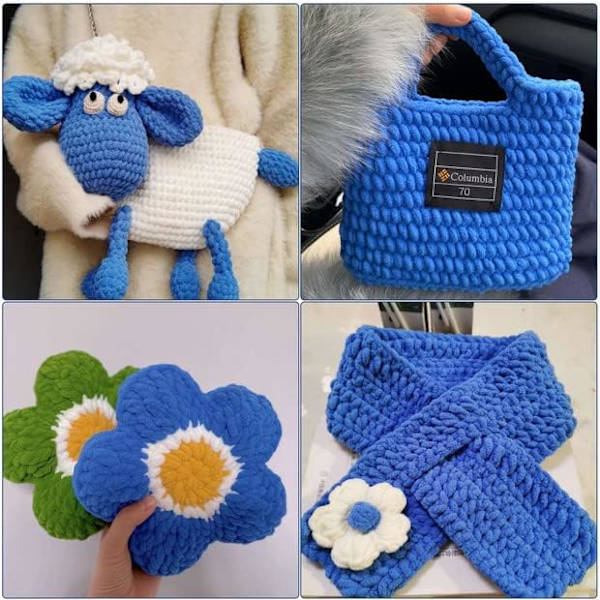 Stickgarn 4x Stickgarn för Virkning, Mjukt Chunky Garn för Garnprojekt classic blue