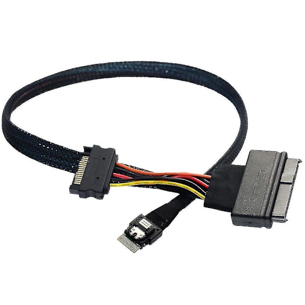 Sff-8643 till Sff 8639-kabel, 12 gb/s Mini Sas Hd-kabel Intern Mini Sas Sff 8643 till U.2 Sff 8639-kabel med 15-stifts hon-Sata-strömkabel