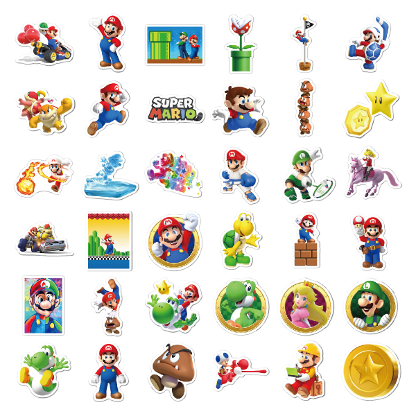 100st Mario väggtatuering Mario & vänner fritid nöje väggtatuering barnrum väggklistermärke Mario 3D-effekt klistermärke