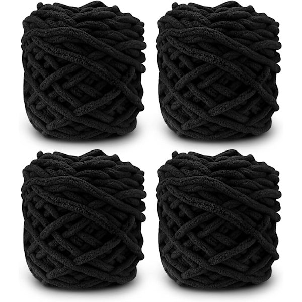 Stickgarn 4x Stickgarn för Virkning, Mjukt Chunky Garn för Garnprojekt black