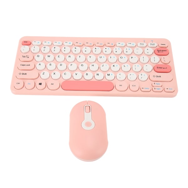 Trådløst tastatur og mus sett stilig slank runde taster stum ergonomisk 2.4G tastatur og mus combo for stasjonær PC datamaskin rosa