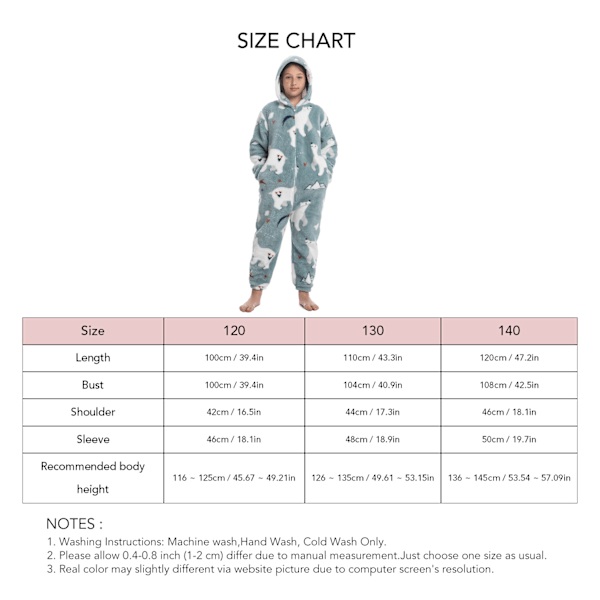 Barn Onesie Pyjamas Sött Mönster Tryck Dragkedja Unisex Huva Fluffig för Vinter Höst Typ 4