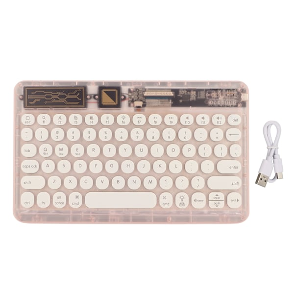 Retro Bluetooth-tastatur, ultra tyndt RGB-lys, retro trådløst mini-tastatur til hjem, rejse, forretningsrejse, pink