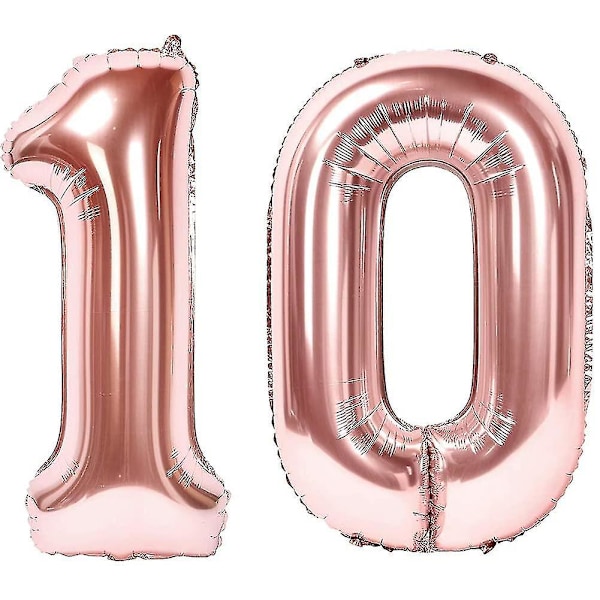 Number Balloons 10 Years Giant Rose Gold Balloons Foil Helium Balloons Birthday