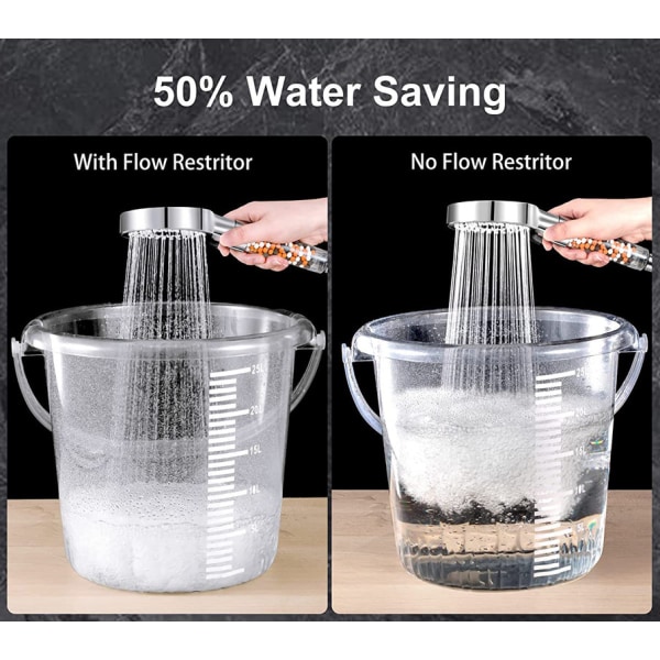 Vettä säästävä suihkupää käsisuihkusuodattimen mineraalikiviä ja 5 suihkutilaa