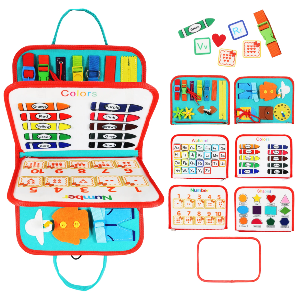 Toddler Montessori Busy Board för barn Sensorisk leksak Förskola Lärande Pedagogiska reseaktiviteter för pojkar Finmotorik Green Planet
