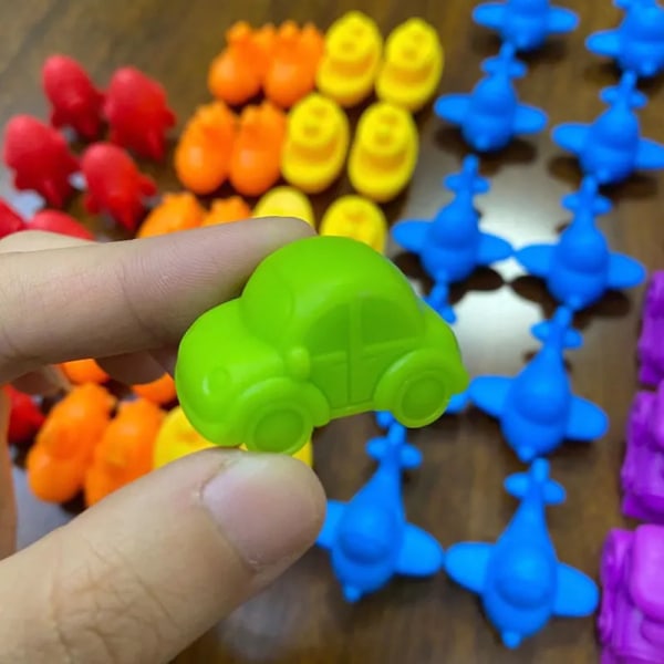 Montessorimaterial Regnbåge Räkna Björn Mateleksaker Djur Dinosaurie Färgsortering Matchande spel Barn Pedagogisk sensorisk leksak B