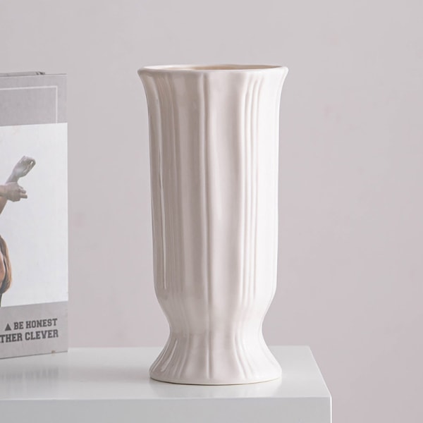 Vas design för blommor handgjorda, vit 12*12*25.3cm