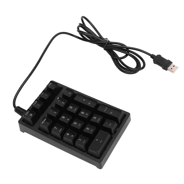 Mekanisk numerisk knappsats, trådbunden, 21 tangenter, blå brytare, färgad LED, USB, bärbar K21 Numpad för bärbar dator, PC, dator