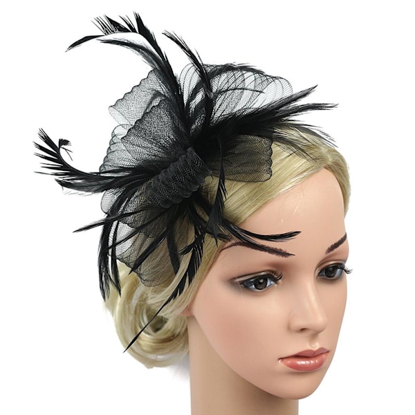 Fjäder Fascinators Dam Bröllop Brud Roaring 20s Huvudbonader[mo]