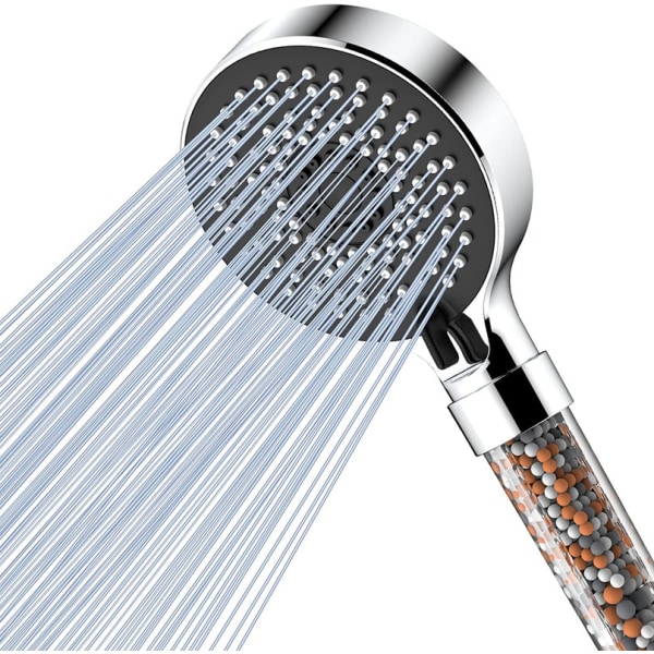 Vandbesparende brusehoved håndbruser filter mineralsten og 5 sprøjtetilstande