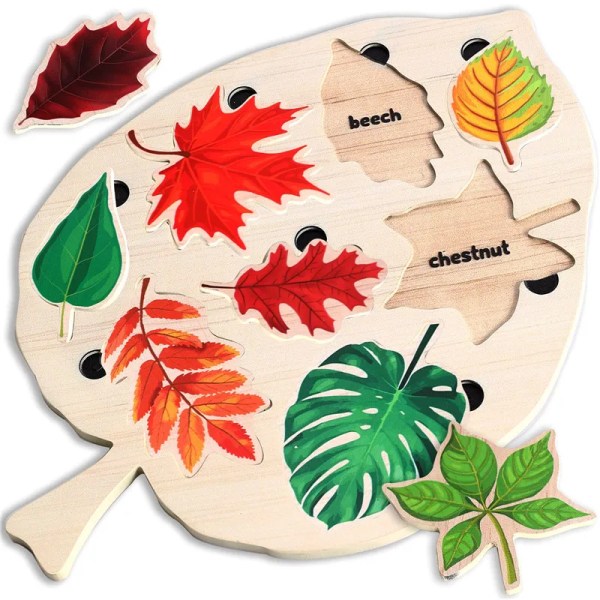 Montessori Leaf Palapelit Lelu Puinen Kasvi Piirustuslauta Tuntemuspeli Koulutuksellinen maalauslelu lapsille Opetusvälineet small size