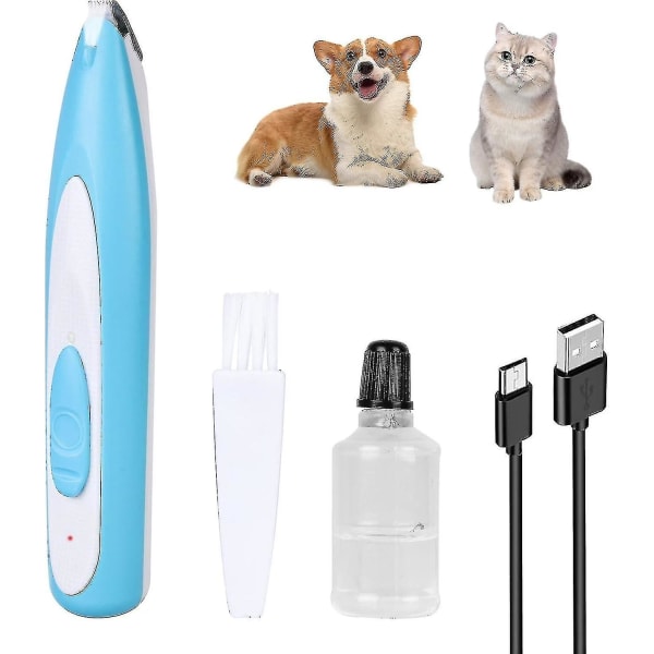 Stille hund- og potetrimmer med LED-lys og kattelampe - Pet Hair Trimmer - Potetrimmer for trimming