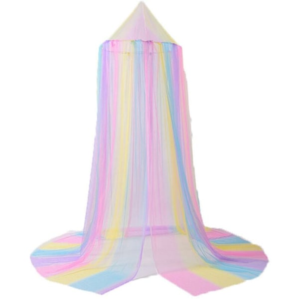 1 stk. Dome Baby Myggenet Gratis installation Børn Sød og smuk sengehimmel (Rainbow Colo) -AD10--O-