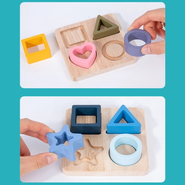 Montessori baby Silikonleksaker Geometrisk form sticksågsbräda Matchande spel Pedagogiska inlärningsleksaker Silikon av livsmedelskvalitet C