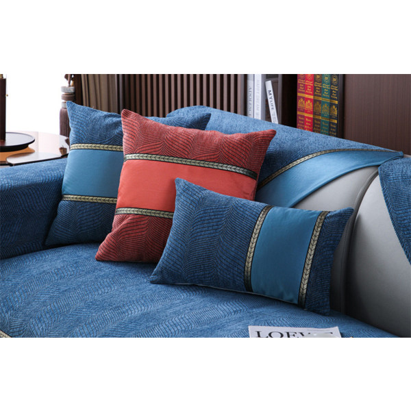 Halkfri soffdyna i färgblock i modern minimalistisk stil Mörkblå 110*240cm