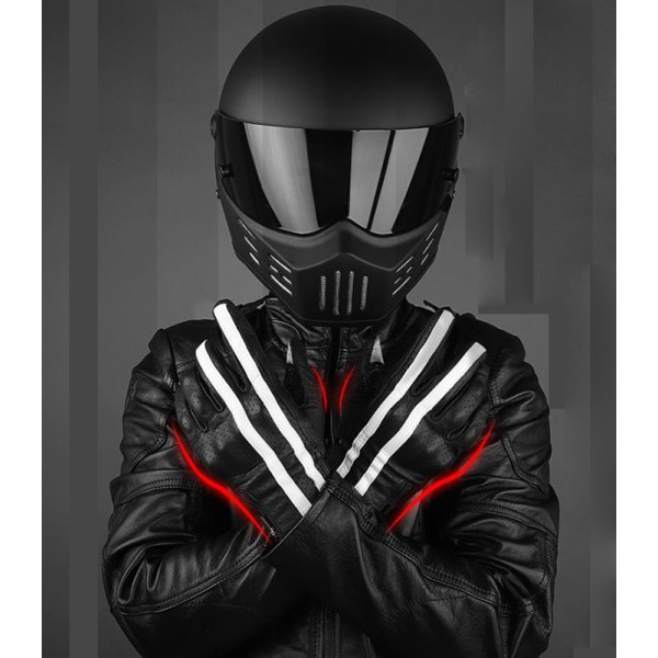 Premium motorcykelhandskar män läder med pekskärm funktion Svart M