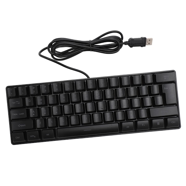 USB-kablet gaming-tastatur 60 procent RGB-baggrundsbelysning 61 taster bærbar kompakt tastatur til pc-gamer-skriver sort