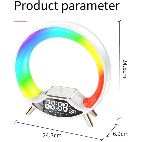 Digital vekkerklokke med fargerike lys LED-klokke Moderne bordklokke LED digital vekkerklokke for soveromskontor Innendørsdekor - Hvit