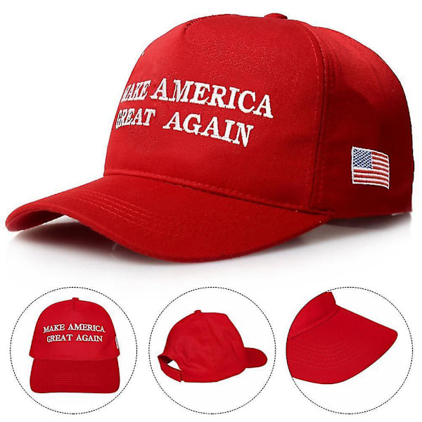 Broderede kasketter med teksten \"Make America Great Again\" - USA's præsidentvalg-PO-