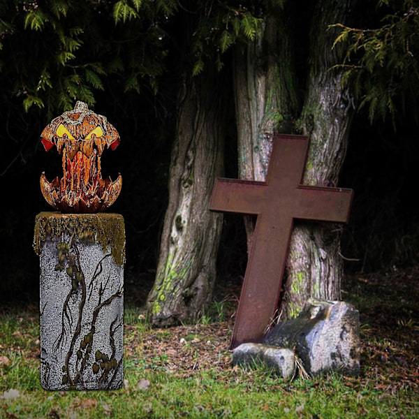 Talande Pumpa med Lysande Ögon, Infällbar och Utfällbar Mun, Skräckljud, 2023 Ny Halloween Gourdo Animatronics, Inomhus- och Utomhusdekoration