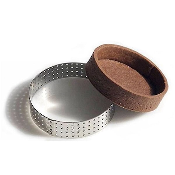 8 stk. 8 cm Tærteringe i Rustfrit Stål, Fransk Dessertmousse, Frugttærte, Tærtering, Quichekageform (haoyi
