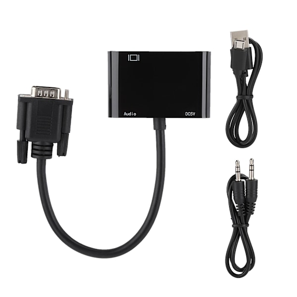 Plug-and-Play VGA til HDMI HD Video Converter Kabel Adapter for Datamaskin Projektor