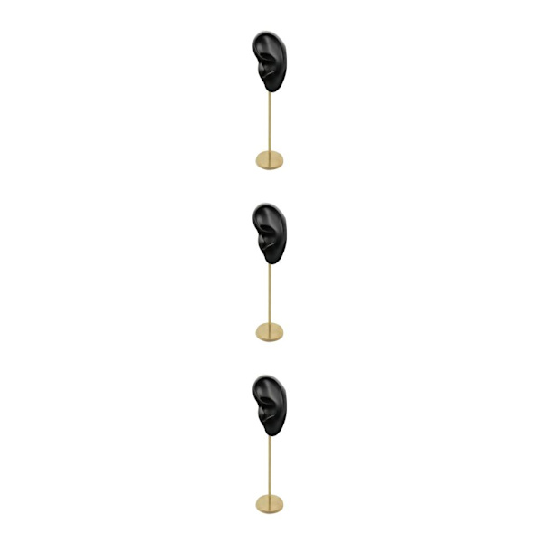 1/2/3 Örhänge Display Stand Human Ear Model Stud Holder Showcase Left Ear Black Height: 18cm 3Set