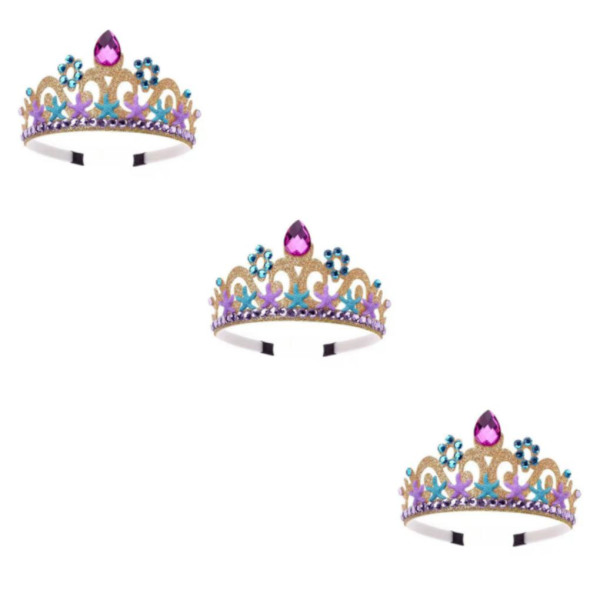 1/2/3 Crystal Girl Kids För Crown Dance Teens Costume Headdress Gold 12cm Dia 3Set